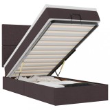 Cumpara ieftin Pat otoman cu saltea si LED-uri, maro inchis, 90x200 cm, textil