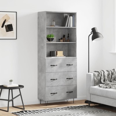 vidaXL Dulap &amp;icirc;nalt, gri beton, 69,5x34x180, lemn compozit foto
