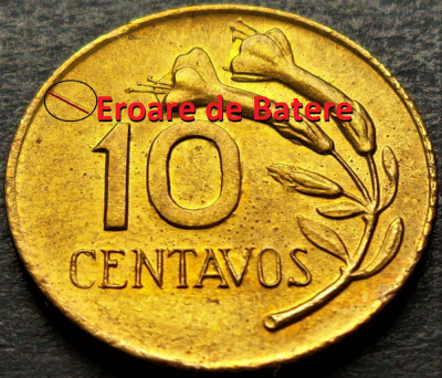 Moneda EXOTICA 10 CENTAVOS - PERU, anul 1966 *cod 2271 A = UNC - EROARE MATRITA foto
