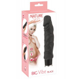 Vibrator, Nature Skin, Big, Negru, 8 Moduri Vibratii, 23 cm x 4,5 cm