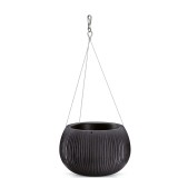 Ghiveci decorativ cu lant, Prosperplast, Beton Bowl, rotund, negru, 23.8x16.1 cm