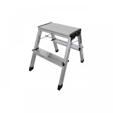Scara dubla cu trepte pe doua parti din aluminiu, Krause, Monto &quot;Treppy&quot;, 2.45m inaltime lucru, 2x2 trepte, pliabila, argintiu
