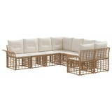 vidaXL Set de canapele de exterior 8 pcs Alb Natural și Crem Poliester 3437818
