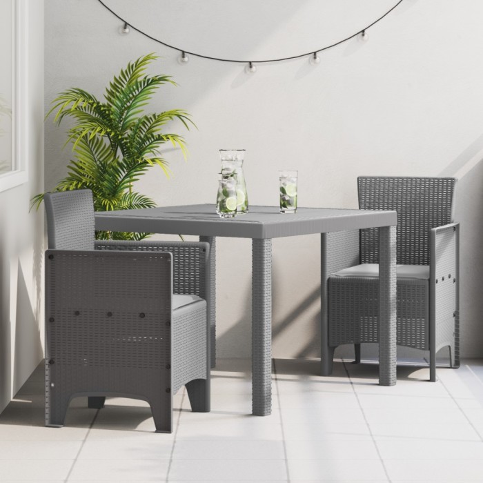 vidaXL Set de Masă pentru Grădină 3 pcs Gri deschis 100 x 100 x 73 cm