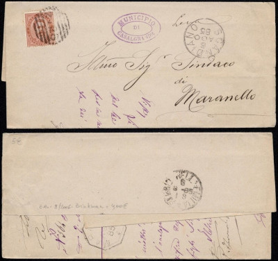 Italy 1885 Postal History Rare Cover Scandiano Maranello DB.317 foto