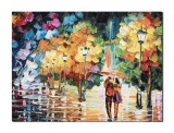 Cumpara ieftin Tablou pictat manual, Impreuna pe aleea cu felinare, 40x30cm ulei pe panza in cutit efect 3D