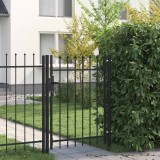 VidaXL Poartă de gard, o ușă, cu v&acirc;rf suliță, negru, 1 x 1,2 m, oțel