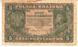 M1 - Bancnota foarte veche - Polonia - 5 marek - 1919