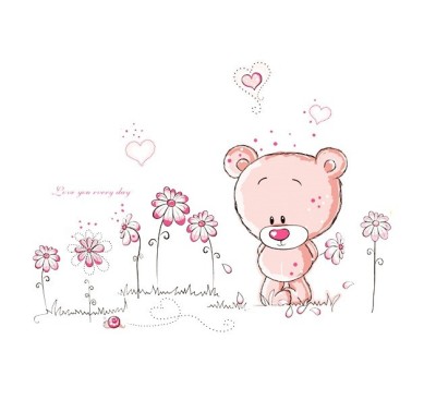 Sticker decorativ, Ursulet, Love you every day, 100 cm, 713STK foto