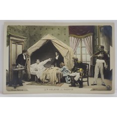 NAPOLEON BONAPARTE , INSULA SFANTA ELENA - AGONIA , SCENA DE FILM ISTORIC , CARTE POSTALA COLORIZATA , INCEPUTUL SEC. XX