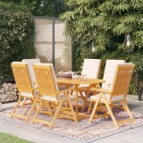 Cumpara ieftin Set mobilier de grădină cu perne, 7 piese, lemn masiv de tec