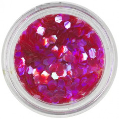 Hexagoane nail art roz violet, elemente aqua