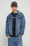 Cumpara ieftin Tommy Jeans geacă din denim bărbați, de tranziție, oversize DM0DM18777