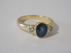 Inel aur 18CT cu safir si diamante -6793 foto