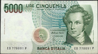 !!! ITALIA - 5.000 LIRE 1985 - P 111 c / CEA DIN IMAGINE foto