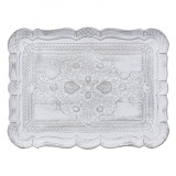 Platou Decorativ Lemn, Model Brushed, Culoare Alb, Dimensiuni 30x23cm, Oem