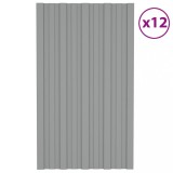 Panouri pentru acoperiș, 12 buc., gri, 80x45cm, oțel galvanizat