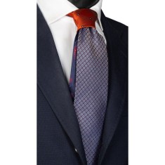 Cravată din mătase cu nod &icirc;n contrast N2329 - model unicat