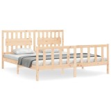 Cadru de pat cu tablie Super King Size, lemn masiv