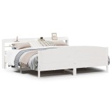 Cumpara ieftin Cadru de pat fara saltea, alb, 200x200 cm, lemn masiv pin