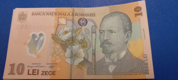 Lot 6 Bancnote 10 lei UNC 2024 Nicolae Grigorescu Serii Consecutive