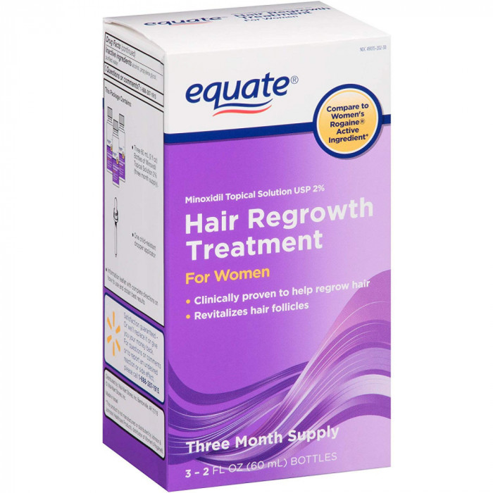 Solutie, Equate, impotriva Caderii Parului, Minoxidil 2%, pentru Femei, Tratament 3 luni (3x flacoan