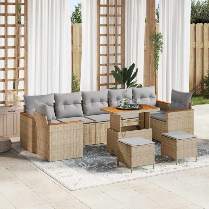 vidaXL Set de canapele pentru grădină 10 pcs Bej 90 x 55 x 71 cm 3364982