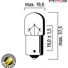 Bec semnalizare portocaliu 12V 10W BAU15S T16 (Flosser)