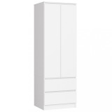 Dulap, placa laminata, 2 sertare, 1 raft, 1 suport umerase, alb, 60x51x180 cm, Akord Furniture Factory