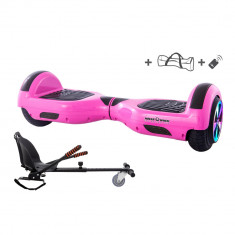 Pachet COMBO: Hoverkart (Hoverseat, scaun) si Hoverboard Roz, 6,5 inch cu geanta cadou, motor de 700W foto