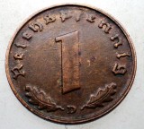 B.102 GERMANIA 1 REICHSPFENNIG 1939 D, Europa, Bronz