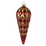 Cumpara ieftin Set 6 globuri brad Craciun sticla rosie aurie 6x16 cm