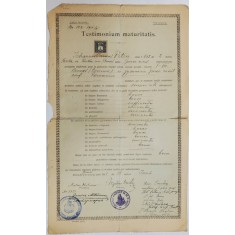 TESTIMONIU SCOLAR , ACORDAT DE SCOALA MEDIE DE CONFESIUNE GRECO - ORIENTALA DIN BRASOV , 1911, TEXT IN LIMBA LATINA !
