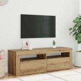 VidaXL Dulap TV cu LED stejar artizanal 120x35x40 cm lemn prelucrat