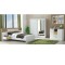 Set Dormitor Tiko, Alb, Dulap 200 cm, Pat 160x200 cm, 2 noptiere, comoda