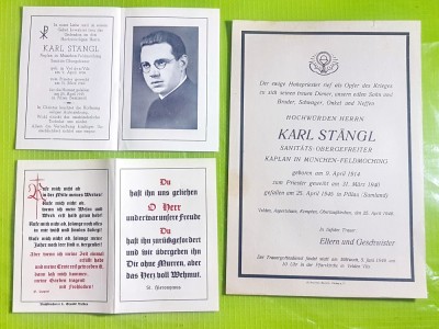 E543-WW2-ACT DECES CAPORAL SANITAR GERMAN 23 APRILIE 1945 CAZUT PE CAMP LUPTA. foto
