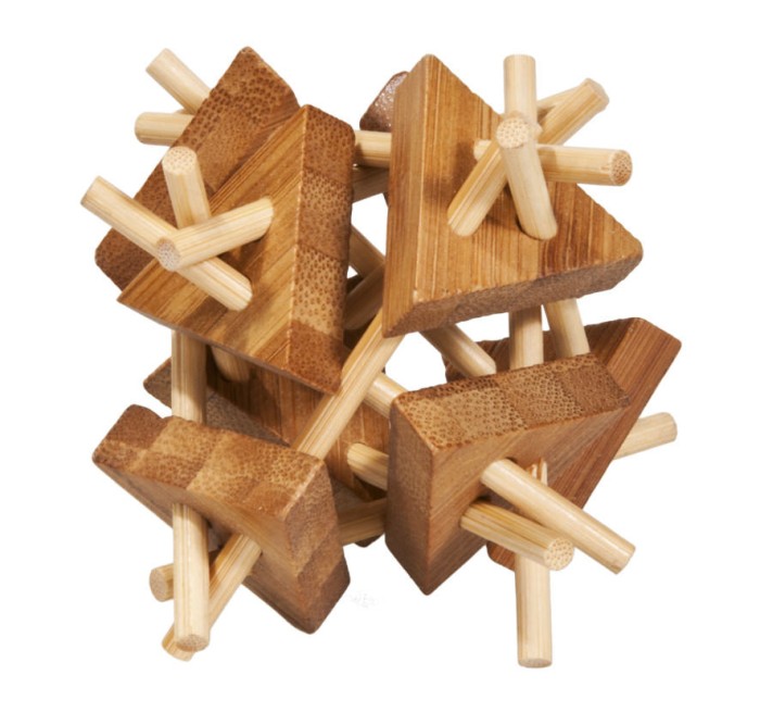 Joc logic IQ din lemn bambus Sticks&amp;amp;Triangles