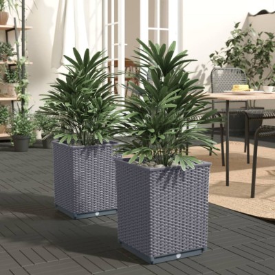 vidaXL Jardiniere, 2 buc., albastru gri, 30x30x37 cm, polipropilenă 364180 foto