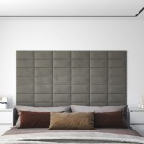 vidaXL Panouri de perete 12 buc. gri deschis 30x15 cm catifea 0,54 m&sup2;