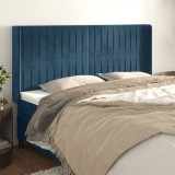 VidaXL Tăblie pat cu urechi albastru &icirc;nchis 163x16x118/128 cm catifea