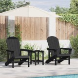 Scaune Adirondack vidaXL 2 pcs Negru 74x82x90 cm HDPE