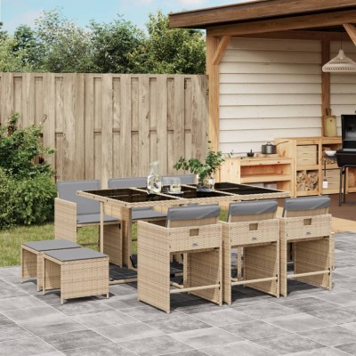 Gossi set mobilier gradina cu perne, 11 piese bej combinat poliratan foto