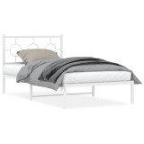 Cumpara ieftin Cadru de pat din metal cu tablie, alb, 100x200 cm