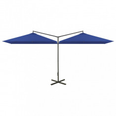 Umbrela de soare dubla cu stalp otel, albastru azur, 600x300 cm GartenMobel Dekor