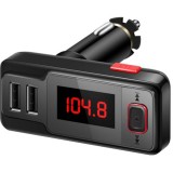 Car kit Bluetooth FM transmitter Tuadia BT719S, Cititor TF card, Priza USB 2.1 A, Negru