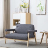vidaXL Canapea cu 2 locuri, material textil, gri &icirc;nchis