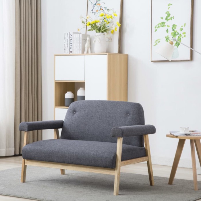 Gossi canapea cu 2 locuri, gri inchis, material textil