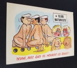 NUD Club Naturiste-Carte poștală vintage umoristică franțuzească