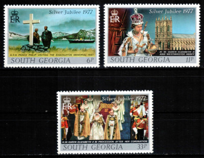 Georgia de Sud 1977, Mi #56-58**, Regina Elisabeta a II-a, MNH! Cota 3 &amp;euro;! foto