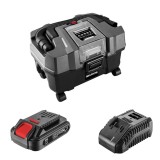 Aspirator de atelier umed uscat, cu acumulator 2 Ah, incarcator 18V Li-ion,&nbsp;functie suflare, cu accesorii, Graphite Energy